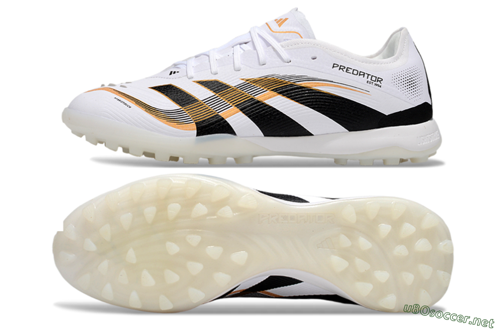Men's Adidas Predator 25 Elite TF Football Shoes - White/Black/Gold 1