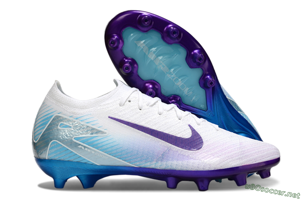 Men's Nike Air Zoom Mercurial Vapor 16 Elite AG Football Boots - White/Purple/Jade 2