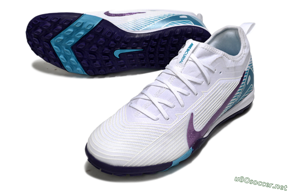Men's Nike Air Zoom Mercurial Vapor 16 Elite TF Football Shoes - White/Purple/Jade 3