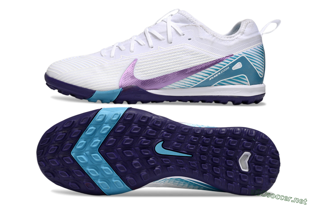 Men's Nike Air Zoom Mercurial Vapor 16 Elite TF Football Shoes - White/Purple/Jade 1