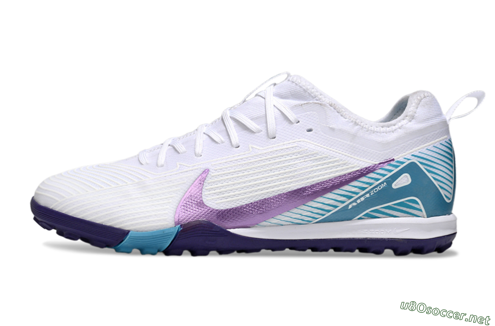 Men's Nike Air Zoom Mercurial Vapor 16 Elite TF Football Shoes - White/Purple/Jade 0