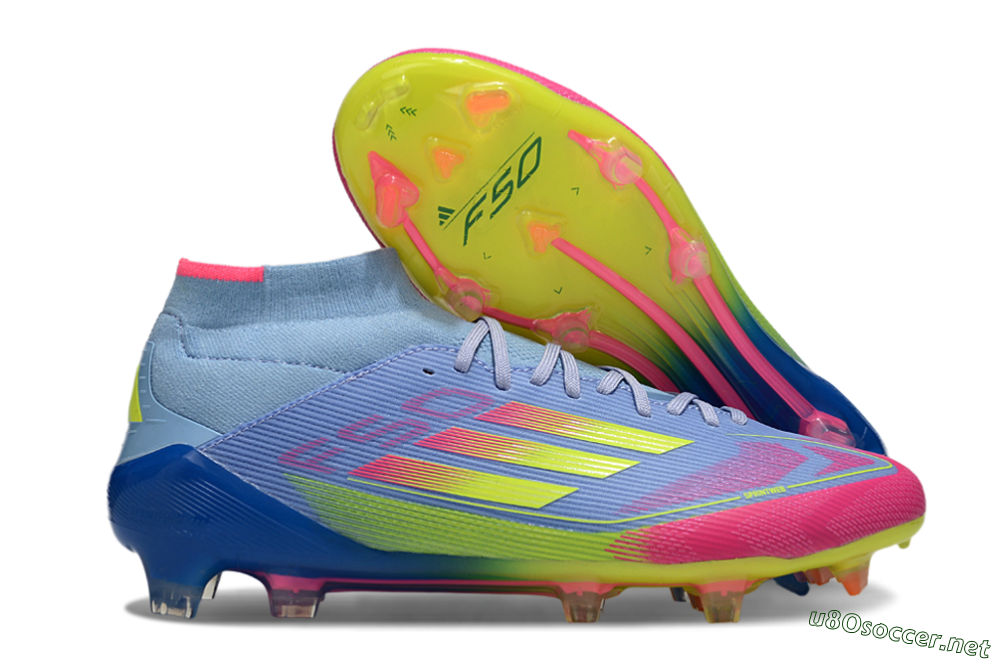 Men's Adidas F50 Elite Mid FG Football Boots - Jade/Yellow/Pink 2