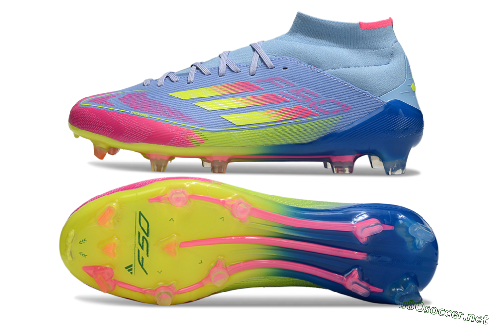 Men's Adidas F50 Elite Mid FG Football Boots - Jade/Yellow/Pink 1