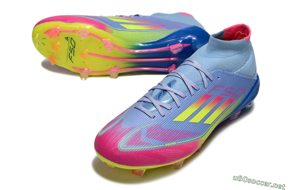 Men's Adidas F50 Elite Mid FG Football Boots - Jade/Yellow/Pink 3