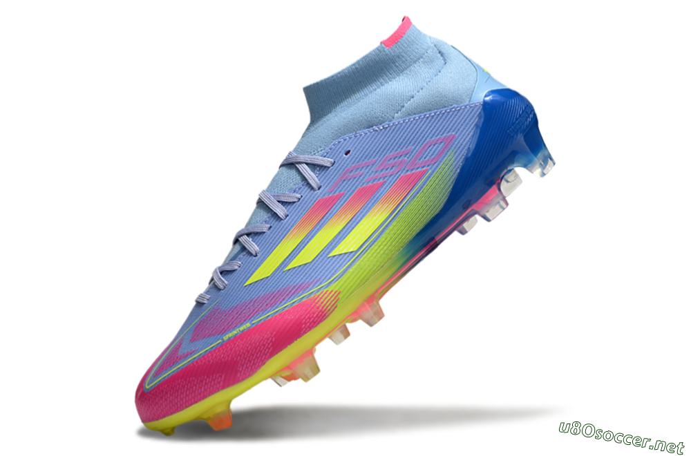 Men's Adidas F50 Elite Mid FG Football Boots - Jade/Yellow/Pink 5