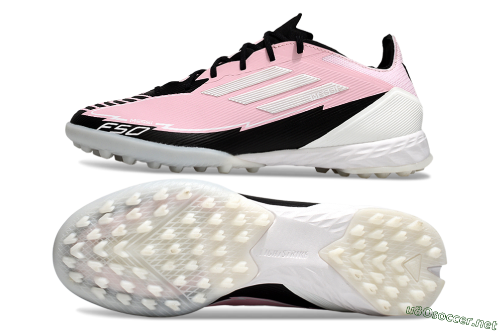 Men's Messi x Adidas F50 Pro TF Football Shoes - Pink/White/Black 1
