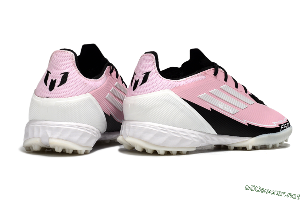 Men's Messi x Adidas F50 Pro TF Football Shoes - Pink/White/Black 6