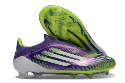 Men's Adidas F50 Elite Laceless FG Football Boots - Purple/White/Yellow