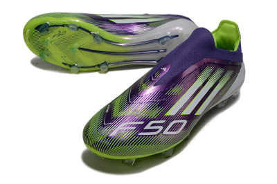 Men's Adidas F50 Elite Laceless FG Football Boots - Purple/White/Yellow
