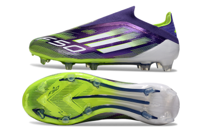 Men's Adidas F50 Elite Laceless FG Football Boots - Purple/White/Yellow