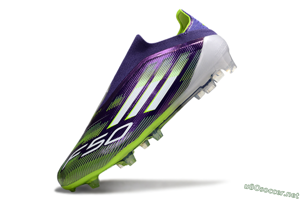 Men's Adidas F50 Elite Laceless FG Football Boots - Purple/White/Yellow 5