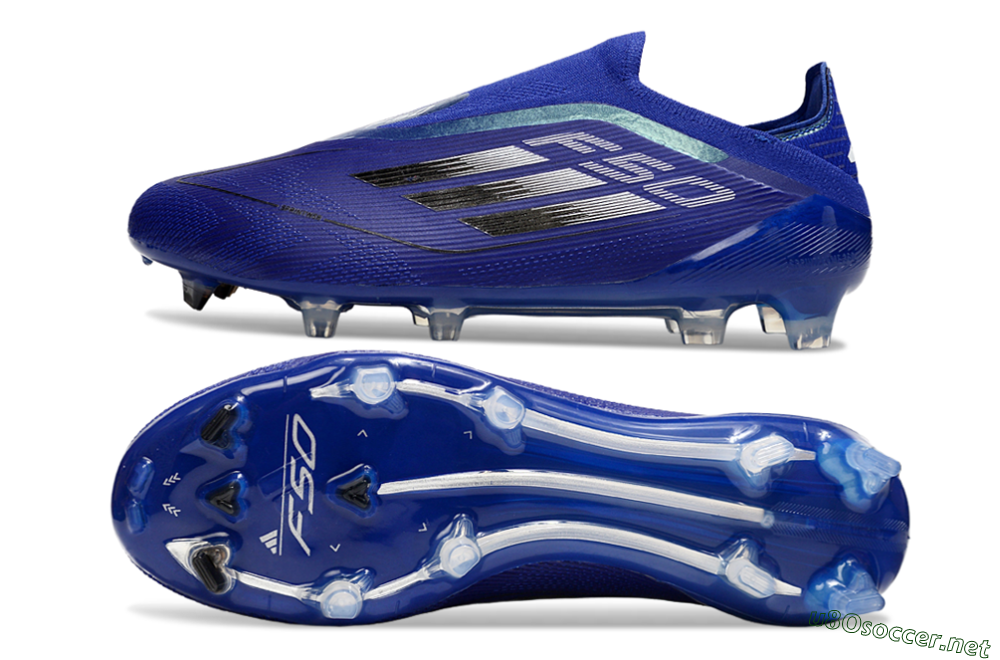 Men's Adidas F50 Elite Laceless FG Football Boots - Blue/Silver/Black 1
