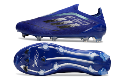 Men's Adidas F50 Elite Laceless FG Football Boots - Blue/Silver/Black