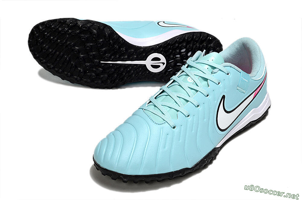 Men's Nike Tiempo Legend 10 Academy TF Football Shoes - Jade/White/Pink 3