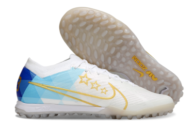 Men's Nike Air Zoom Mercurial Vapor 15 Elite TF Football Shoes - White/Gold/Blue