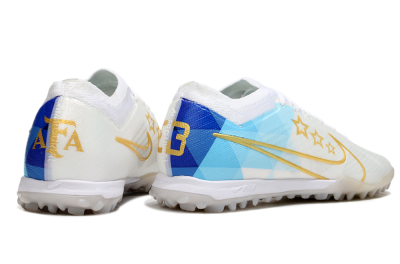 Men's Nike Air Zoom Mercurial Vapor 15 Elite TF Football Shoes - White/Gold/Blue