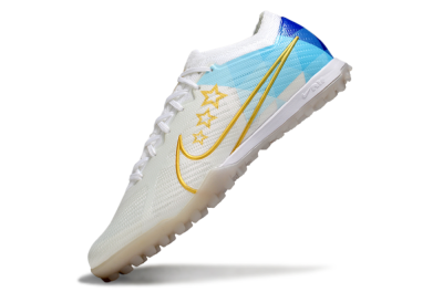 Men's Nike Air Zoom Mercurial Vapor 15 Elite TF Football Shoes - White/Gold/Blue