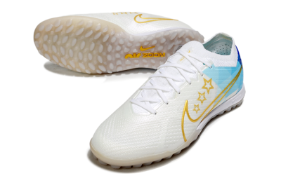 Men's Nike Air Zoom Mercurial Vapor 15 Elite TF Football Shoes - White/Gold/Blue