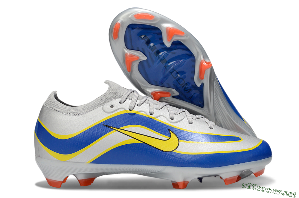 Men's Nike Air Zoom Mercurial Vapor 16 Elite FG Football Boots - Silver/Blue/Yellow 2