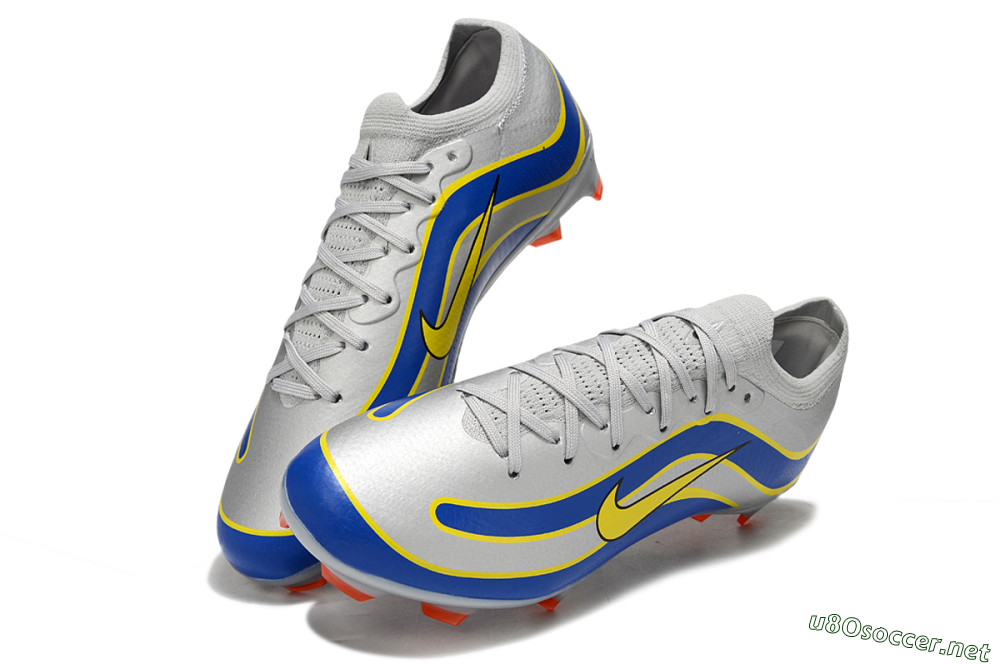 Men's Nike Air Zoom Mercurial Vapor 16 Elite FG Football Boots - Silver/Blue/Yellow 3