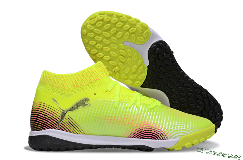 Men's Puma Future 8 Ultimate TF Football Shoes - Yellow/Black/Pink 2