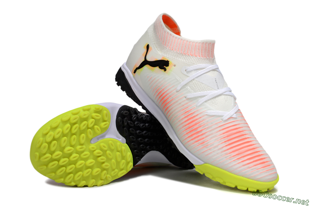 Men's Puma Future 8 Ultimate TF Football Shoes - White/Pink/Yellow 3