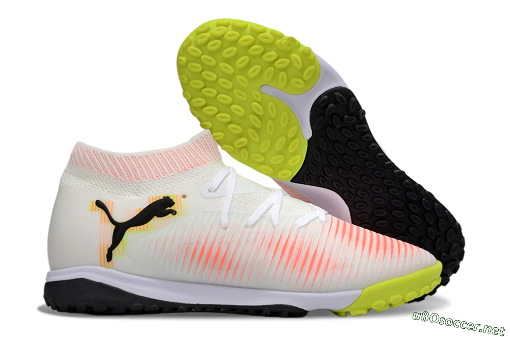 Men's Puma Future 8 Ultimate TF Football Shoes - White/Pink/Yellow 2
