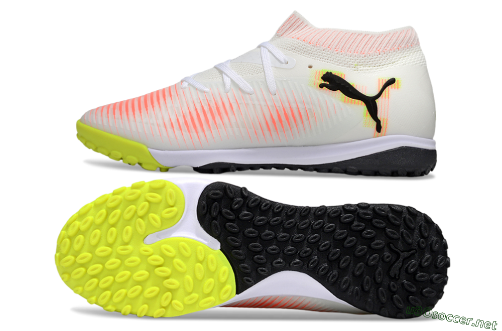 Men's Puma Future 8 Ultimate TF Football Shoes - White/Pink/Yellow 1