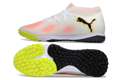 Men's Puma Future 8 Ultimate TF Football Shoes - White/Pink/Yellow