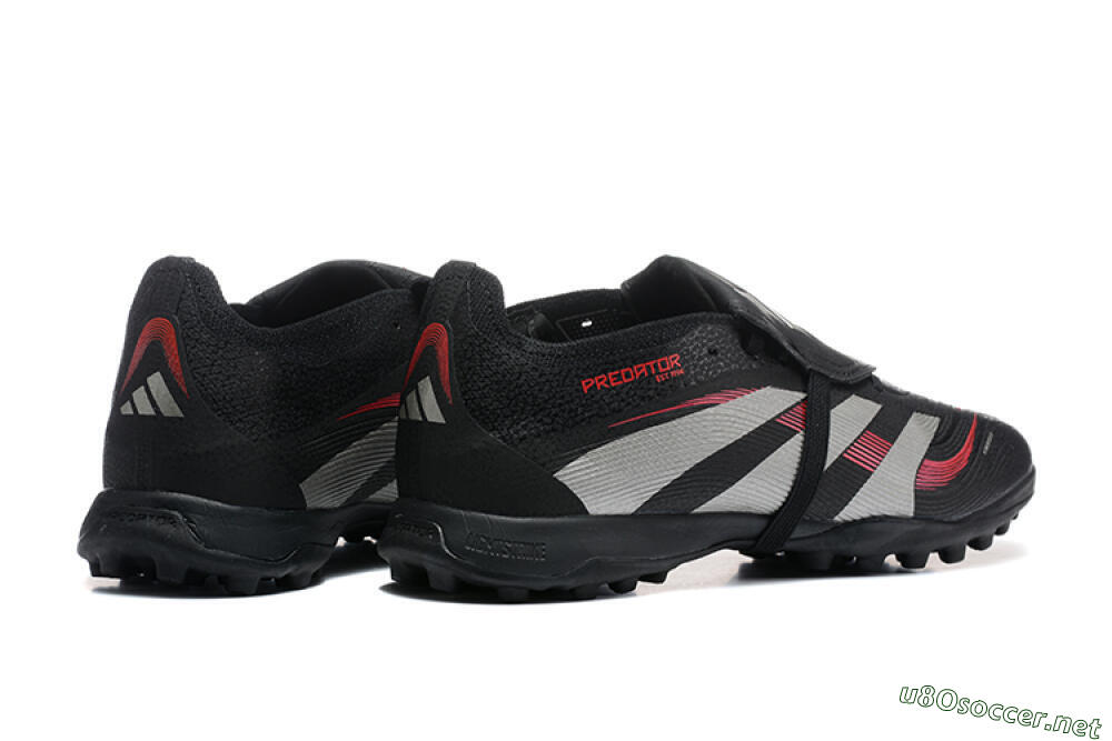 Men's Adidas Predator 25 Elite Foldover Tongue TF Football Shoes - Black/Silver/Red 9