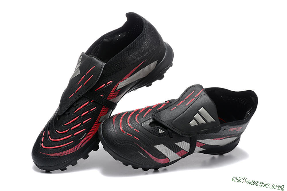 Men's Adidas Predator 25 Elite Foldover Tongue TF Football Shoes - Black/Silver/Red 6