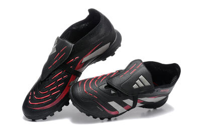 Men's Adidas Predator 25 Elite Foldover Tongue TF Football Shoes - Black/Silver/Red