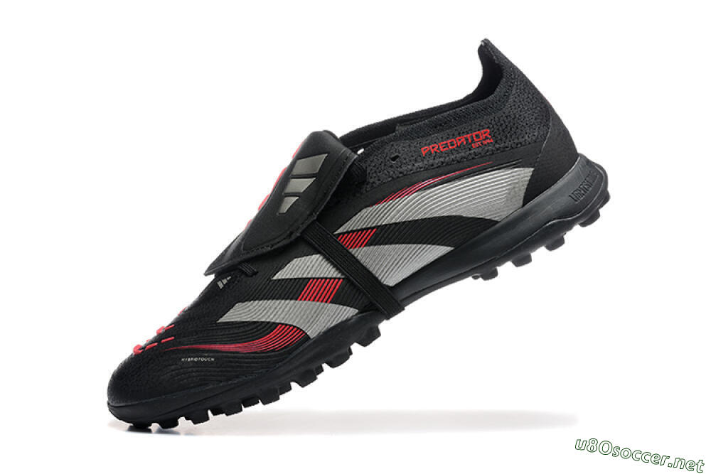 Men's Adidas Predator 25 Elite Foldover Tongue TF Football Shoes - Black/Silver/Red 8