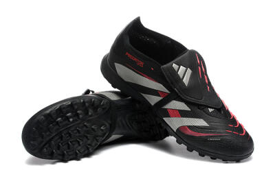 Men's Adidas Predator 25 Elite Foldover Tongue TF Football Shoes - Black/Silver/Red