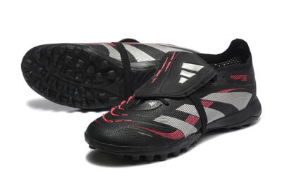 Men's Adidas Predator 25 Elite Foldover Tongue TF Football Shoes - Black/Silver/Red