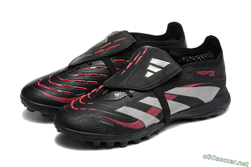 Men's Adidas Predator 25 Elite Foldover Tongue TF Football Shoes - Black/Silver/Red 5