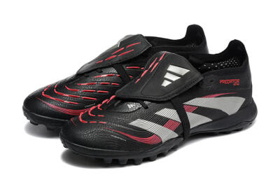 Men's Adidas Predator 25 Elite Foldover Tongue TF Football Shoes - Black/Silver/Red