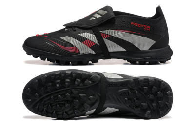 Men's Adidas Predator 25 Elite Foldover Tongue TF Football Shoes - Black/Silver/Red