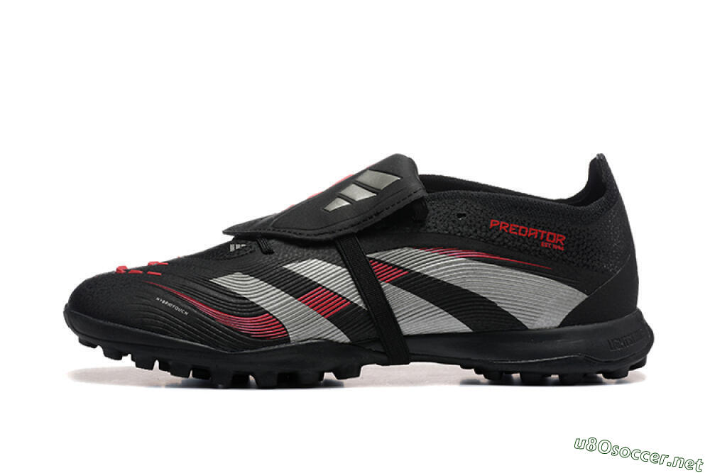 Men's Adidas Predator 25 Elite Foldover Tongue TF Football Shoes - Black/Silver/Red 0