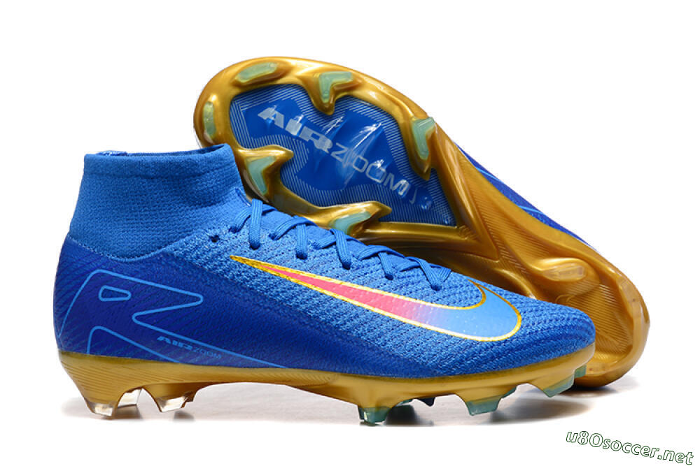 Men's Nike Air Zoom Mercurial Superfly 10 Elite FG Football Boots - Blue/Gold/Pink 2