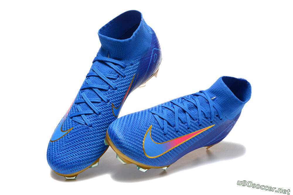 Men's Nike Air Zoom Mercurial Superfly 10 Elite FG Football Boots - Blue/Gold/Pink 6
