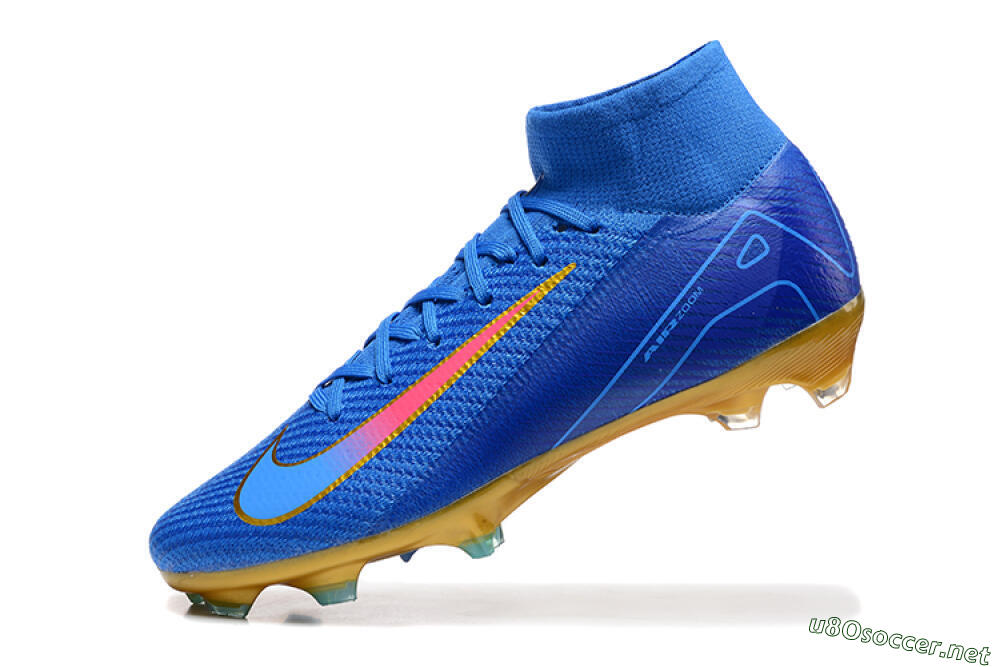 Men's Nike Air Zoom Mercurial Superfly 10 Elite FG Football Boots - Blue/Gold/Pink 8