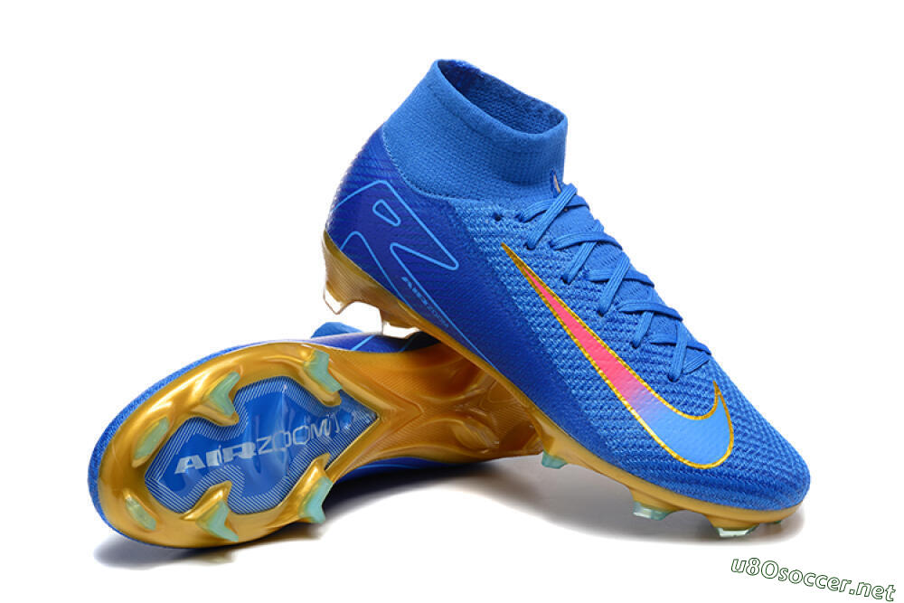 Men's Nike Air Zoom Mercurial Superfly 10 Elite FG Football Boots - Blue/Gold/Pink 4