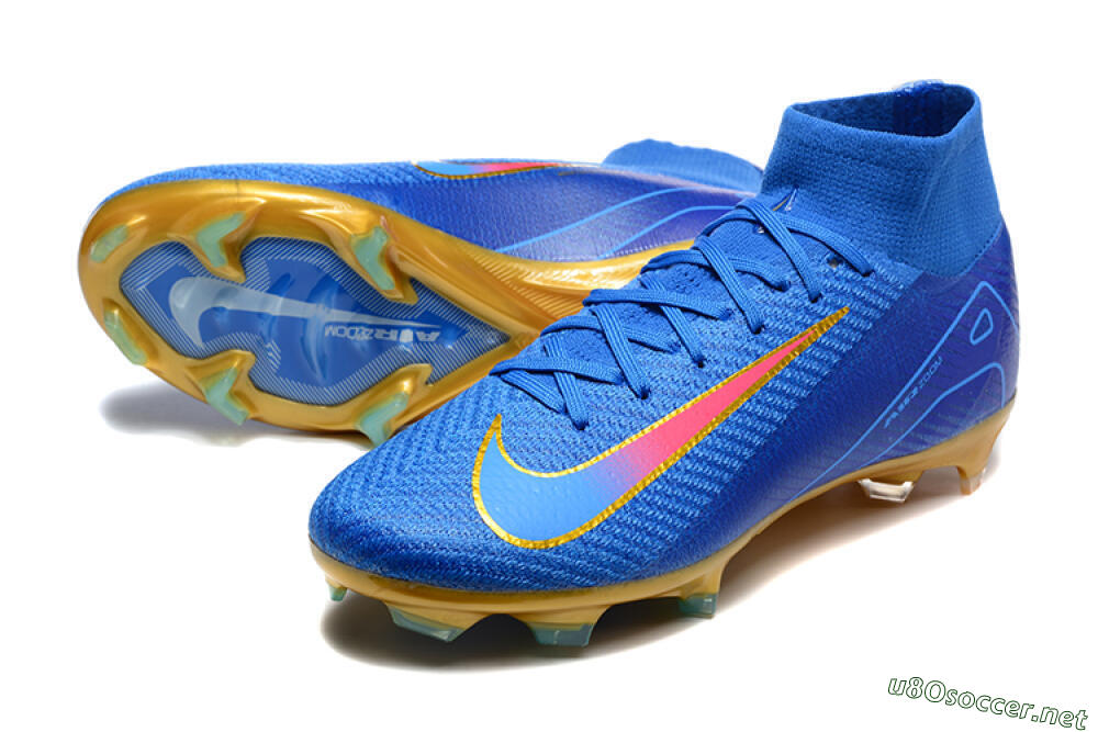 Men's Nike Air Zoom Mercurial Superfly 10 Elite FG Football Boots - Blue/Gold/Pink 3