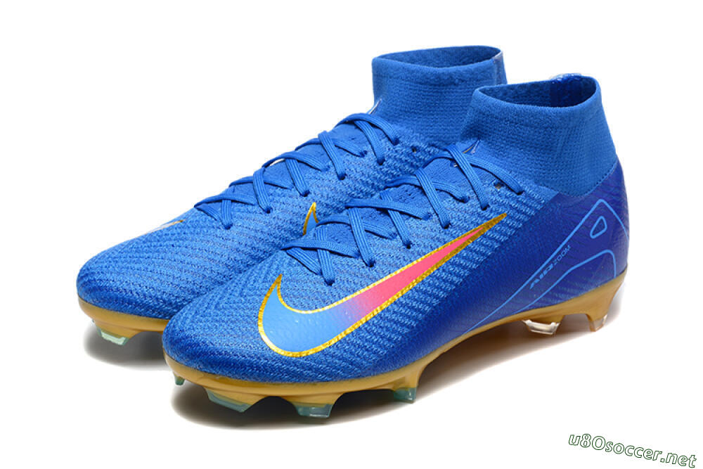 Men's Nike Air Zoom Mercurial Superfly 10 Elite FG Football Boots - Blue/Gold/Pink 5