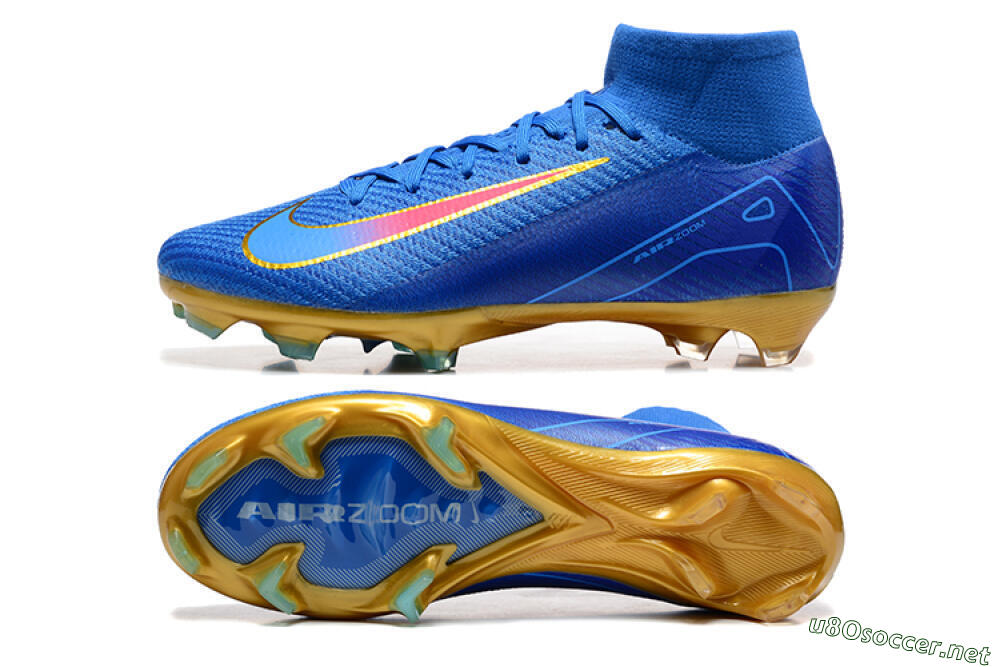 Men's Nike Air Zoom Mercurial Superfly 10 Elite FG Football Boots - Blue/Gold/Pink 1