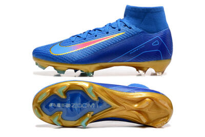 Men's Nike Air Zoom Mercurial Superfly 10 Elite FG Football Boots - Blue/Gold/Pink