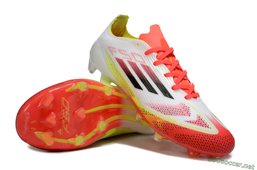 Unisex Adidas F50 Elite FG Football Boots - White/Red/Yellow 4