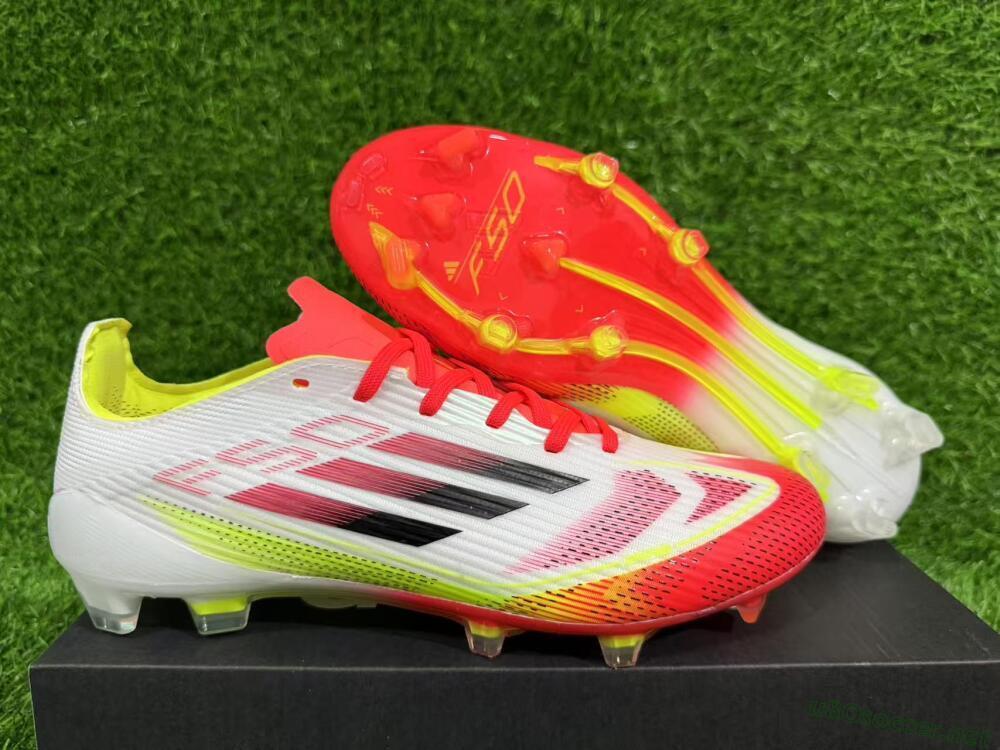 Unisex Adidas F50 Elite FG Football Boots - White/Red/Yellow