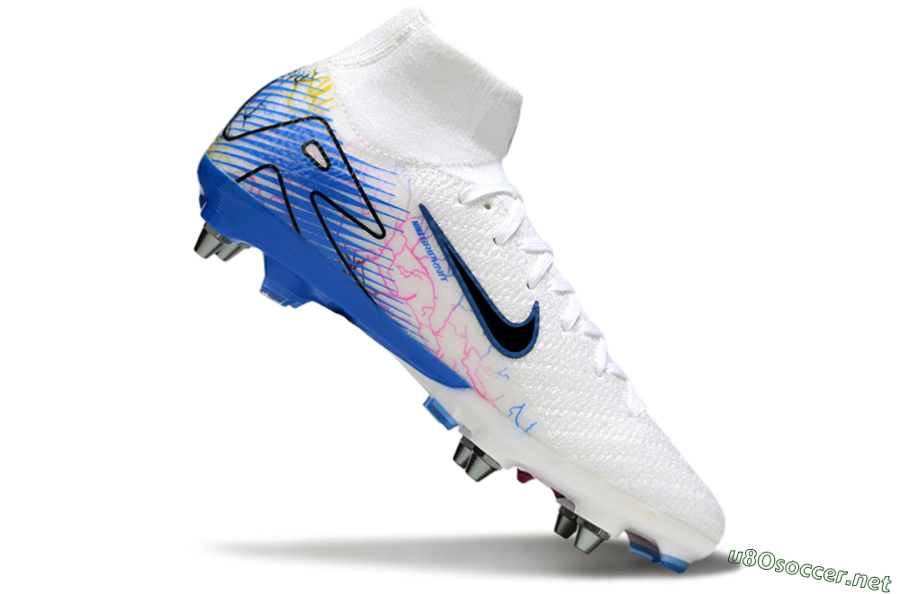 Men's Nike Air Zoom Mercurial Superfly 10 Elite SG Football Boots - White/Black/Blue 4